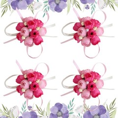 Artificial Flower Wristlet for Women Wedding Decorations 4Pcs 2.8×2.8×0.8in