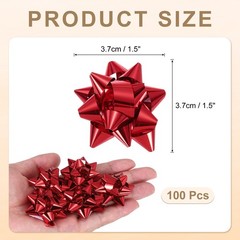 100Pcs 1.5″ Mini Star Gift Bows Glossy Pet Bows Red