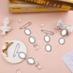 SAVITA 2pcs Wedding Bouquet Photo Charms with 4pcs Oval Glass Cabochons, Classic
