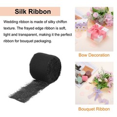 3 Rolls Chiffon Ribbon 1-1/2″ 7Yard Black/White/Light Grey