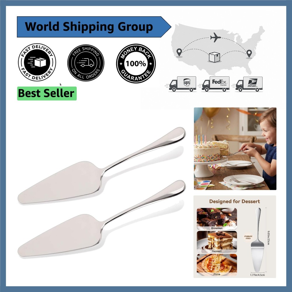 Versatile Cake & Pie Server Set – 2 Pack of Silver Spatulas for Every Occasion