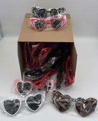 Vabean Heart Sunglasses Wholesale Pack- Red, Black, Pink, White, Leopard- 50 Pk