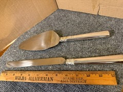2 Piece Vera Wang Wedgwood Stainless Steel Silver Cake Knife & Server Set.