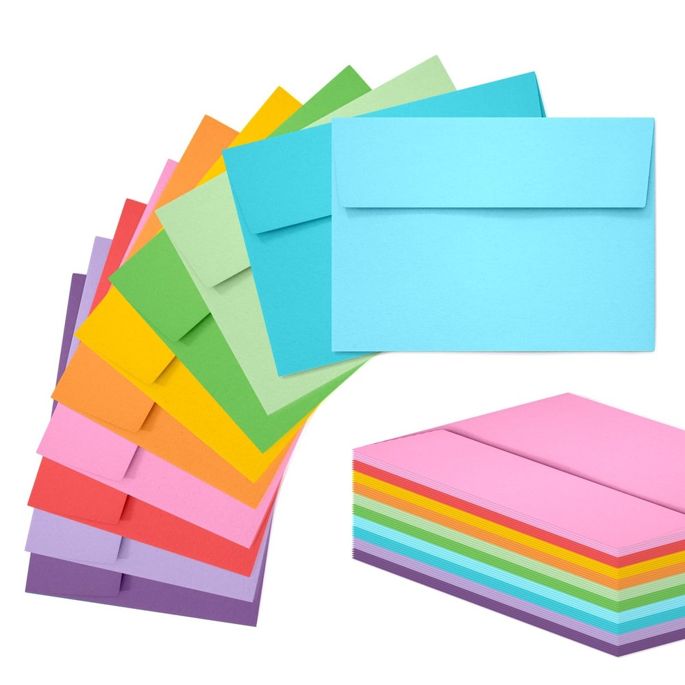 Slapaflife 50 Pack 5×7 Envelopes, Colored Self-Seal inches,