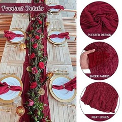 0FT Cheesecloth Table Runner Boho Gauze Fabric Table Runner Rustic 1 Burgundy