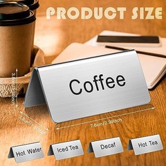 Hicarer 5 Pcs Stainless Steel Table Tent Sign Coffee Signs Tea Beverage Table X