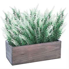 4 GREEN WHITE 14″ tall Faux LAVENDER FLOWER BUSHES Wedding Party Decorations
