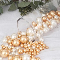 200 Assorted OFF WHITE GOLD Faux PEARL BEADS Vase Fillers DIY Crafts Party Event