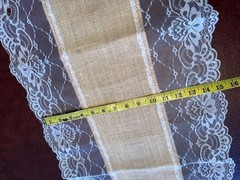 Table Runner, Burlap and Lace Natural Jute, for Country Weddings & Parties