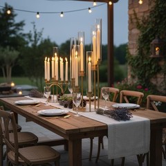 6-Arm Gold Candelabra, 23.96″ Tall Candelabra Centerpieces for Tables with Gl…