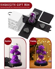 DENIMOMO Valentines Day Flowers Roses Gifts for H7.8in W4.7in, Purple Rose