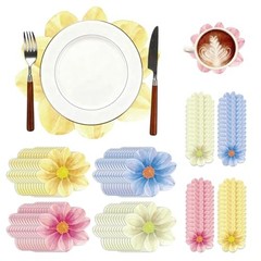 96 Pcs Disposable Floral Paper Placemats and Coasters Set Floral Table Place