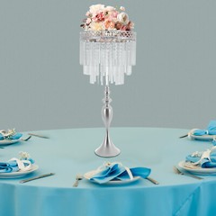 Elegant Acrylic Flower Stand with Crystal Pendants for Weddings & Events