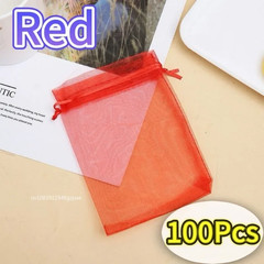 50/100Pcs White Sheer Organza Bags for Wedding Favor with Drawstring, Jewelry Po