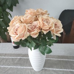 ATFL 12 Pcs Fall Silk Champagne Roses，Flower Diameter 4 »,Artificial Ros