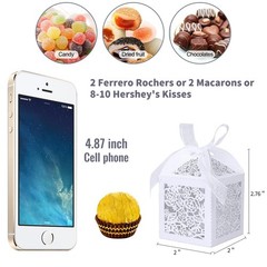 DOYIDE 50pcs Laser Cut Favor boxes, Wedding 2 Count (Pack of 50), White