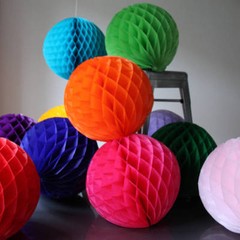 4 inch HoneyComb Tissue Paper Ball Lantern Pom Poms Wedding Birthday Photo shoot