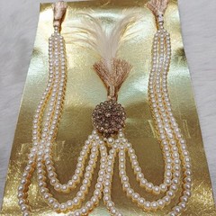 Kalgi, Indian Wedding Handmade Gold plated kundan safa kalangi with pearl string
