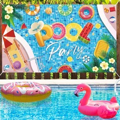 Pool Party Banner Backdrop, Pool Party Decorations, Summer Party Birthday Dec…