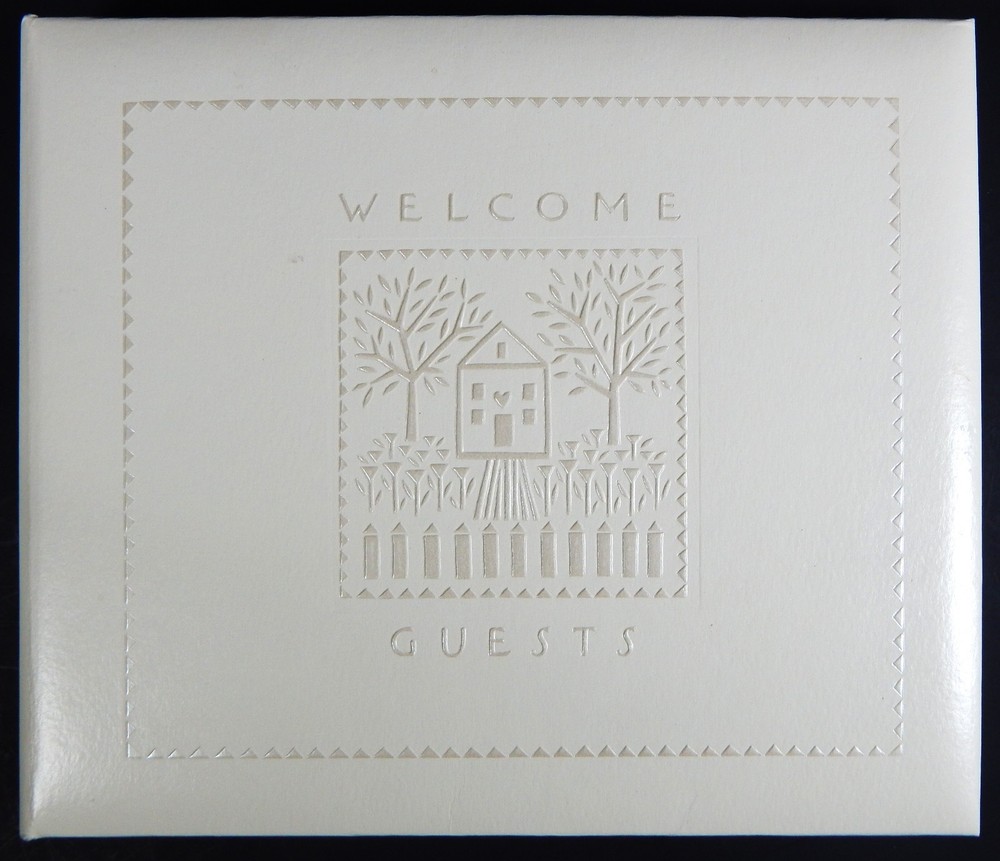 VINTAGE HALLMARK GUEST BOOK EMBOSSED HOUSE ON COVER RA8703 ORIGINAL BOX WEDDING