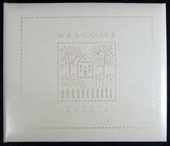 VINTAGE HALLMARK GUEST BOOK EMBOSSED HOUSE ON COVER RA8703 ORIGINAL BOX WEDDING