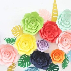 Lucky Monet 3D Paper Flower Backdrop DIY Rose Flower Crafting Wall Decoration.