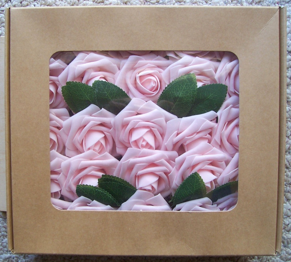 25 Artificial Flowers Foam Mother’s Day Pink Roses Wedding Party Shower New