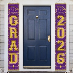 Purple and Gold Class of 2026 Graduation Banner Graduation Porch Sign Congrat…