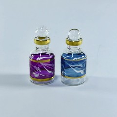 Egyptian Hand Blown Glass Perfume Bottles, Assorted Colors & gold