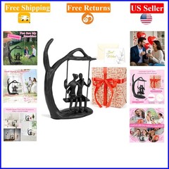 Black Iron Swing Couple Statue Gift for Anniversary, Wedding, Birthday