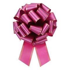 16 Inch Large Pull Bow Metallic Car Ribbon with Gold Edge Wine Red