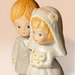 Vtg. 80s Bride and Groom The Christopher Collection Wedding Cake Topper Classic