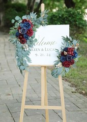 Udoula Artificial Navy Blue Wedding Arch Flower & Burgundy & Gold