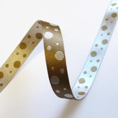 Embroidered Random Spots GOLD & PEARL 100% Poly 5 Metre 23mm W Cherry BLD14