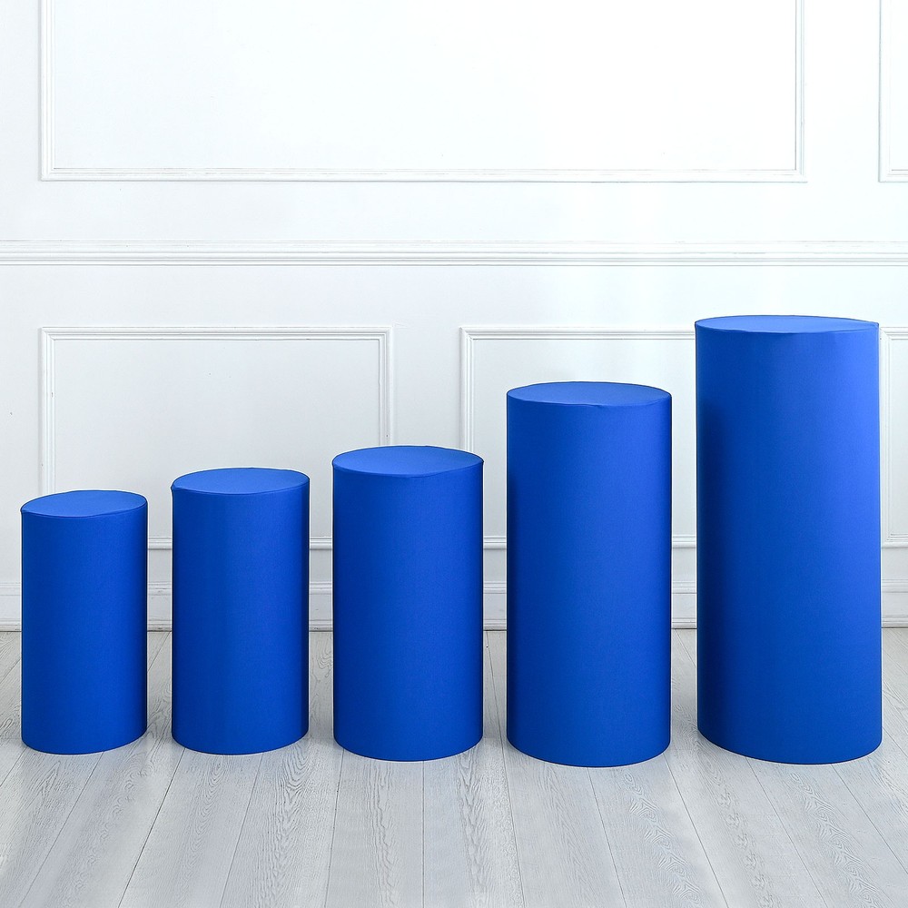 Set of 5 Cylinder Spandex Stand Covers, Sapphire Blue, Elastic Fabric