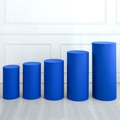 Set of 5 Cylinder Spandex Stand Covers, Sapphire Blue, Elastic Fabric