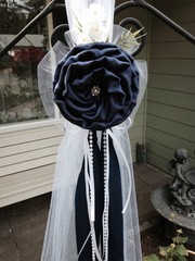 Navy Blue Pew Bows Chair Bows White Wedding Church Aisle decorations Arch decor