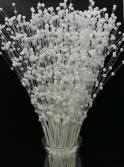 100 Bunch White Ivory Pearl Flower Stem Beads Garland Sprays Bridal Bouquet Wed
