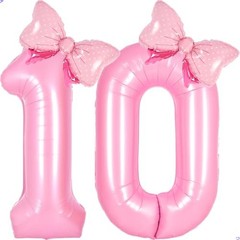 Pink 10 balloon number Pink Birthday Decorations for Girls, Bow Number 10