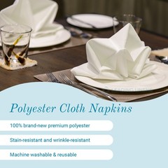 17″x17″ Polyester Cloth Napkins | Bulk Wedding Party Event Table Linens