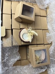 50 Pack Tea Light Wedding Favors Resin Holder Look Of Wood W/ Dried Flowers