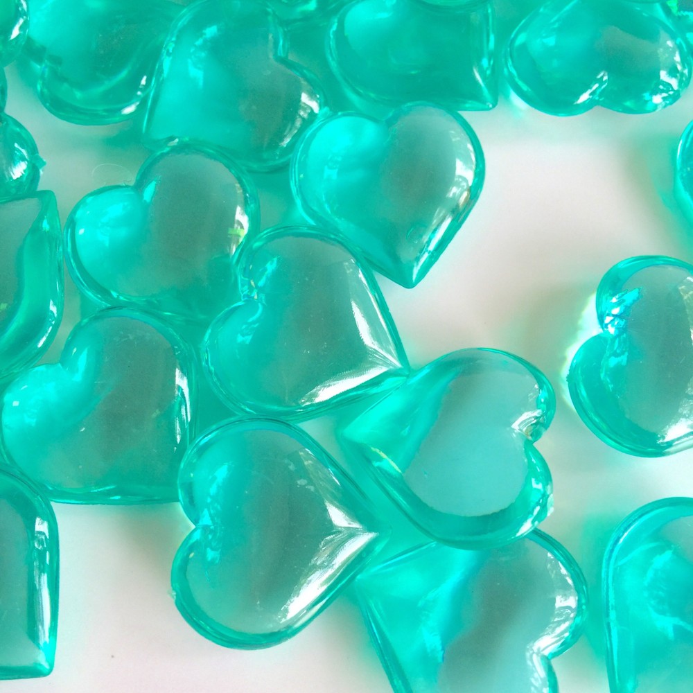 4Lb Crystal Acrylic Hearts Vase Gems or Table Scatters (Medium 2.4cm,Aqua Green)
