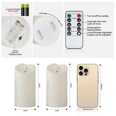 Raycare 6″x3″ Outdoor Waterproof Flameless D3“xH6″6″, D3″xH6″6″-Ivory White