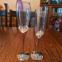 Lenox Silver Plated Rose Gold Wedding Flutes Bride & Groom Toast Engagement