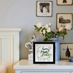 Honeymoon Fund Shadow Box Frame, Wedding Money with Slot, Greenery Black