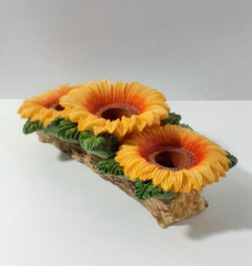 Sunflower Harvest Centerpiece Tabletop Decor 3 Compartments Resin Candle-holder