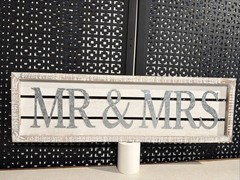 Mr & Mrs 31.5” X 9.5” Rustic Wood & Metal Wedding Decor Hanging Sign