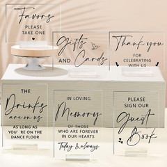 6 Pcs Clear Acrylic Wedding Signs for Reception and Ceremony 5» x 7» Wedding S