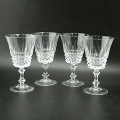 4 French Cut Lead Crystal Wine Glasses Verres Tuileries 25 centiliters 24%+ PbO