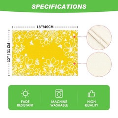 Artoid Mode Yellow Bloom Flowers Floral 12″ x 18″, Rectangular 4 Pcs,
